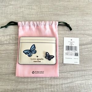 Kate Spade Small Slim White Butterfly Cardholder NWT.
